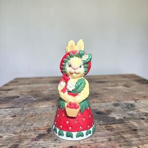 Vintage 4.5" Strawberry Bunny Resin Figurine Set - Great Vintage Condition